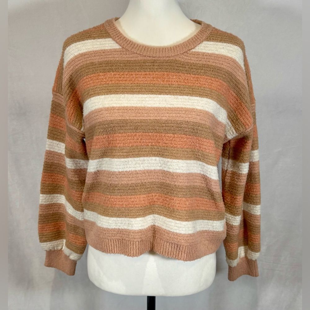 Pink Rose ivory blush pink and mocha sweater size medium